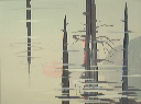 Beige - red blue reflection